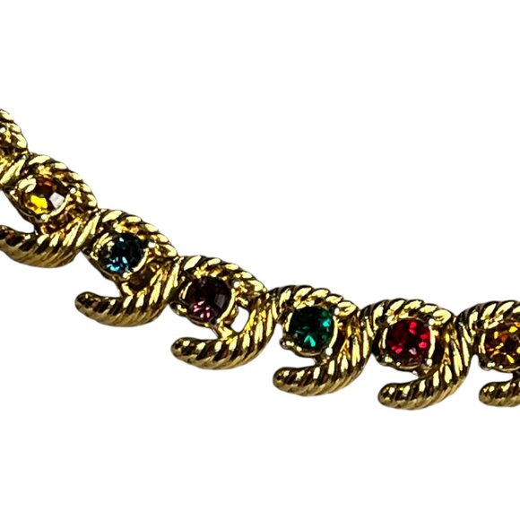 Vintage Gold-Tone Bracelet With Multicolored Gemstones - Picture 3 of 7